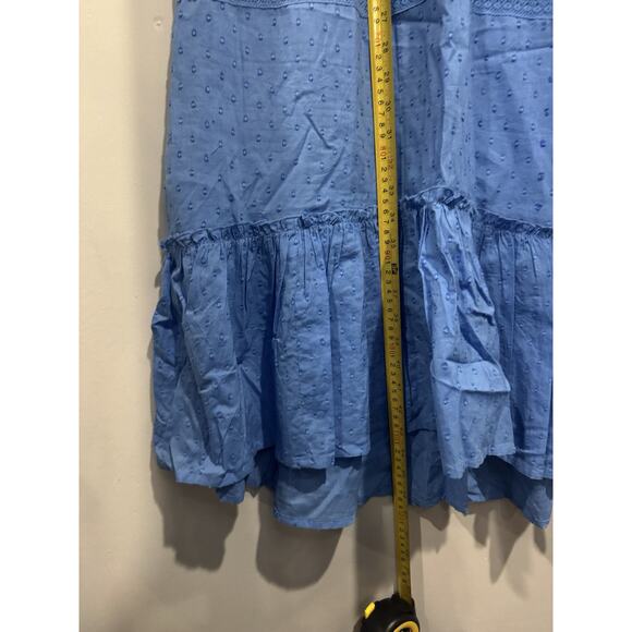 Aspiga Ruby Lace Embroidered Midi Dress Blue S V Neck Organic Cotton Small - Picture 8 of 10